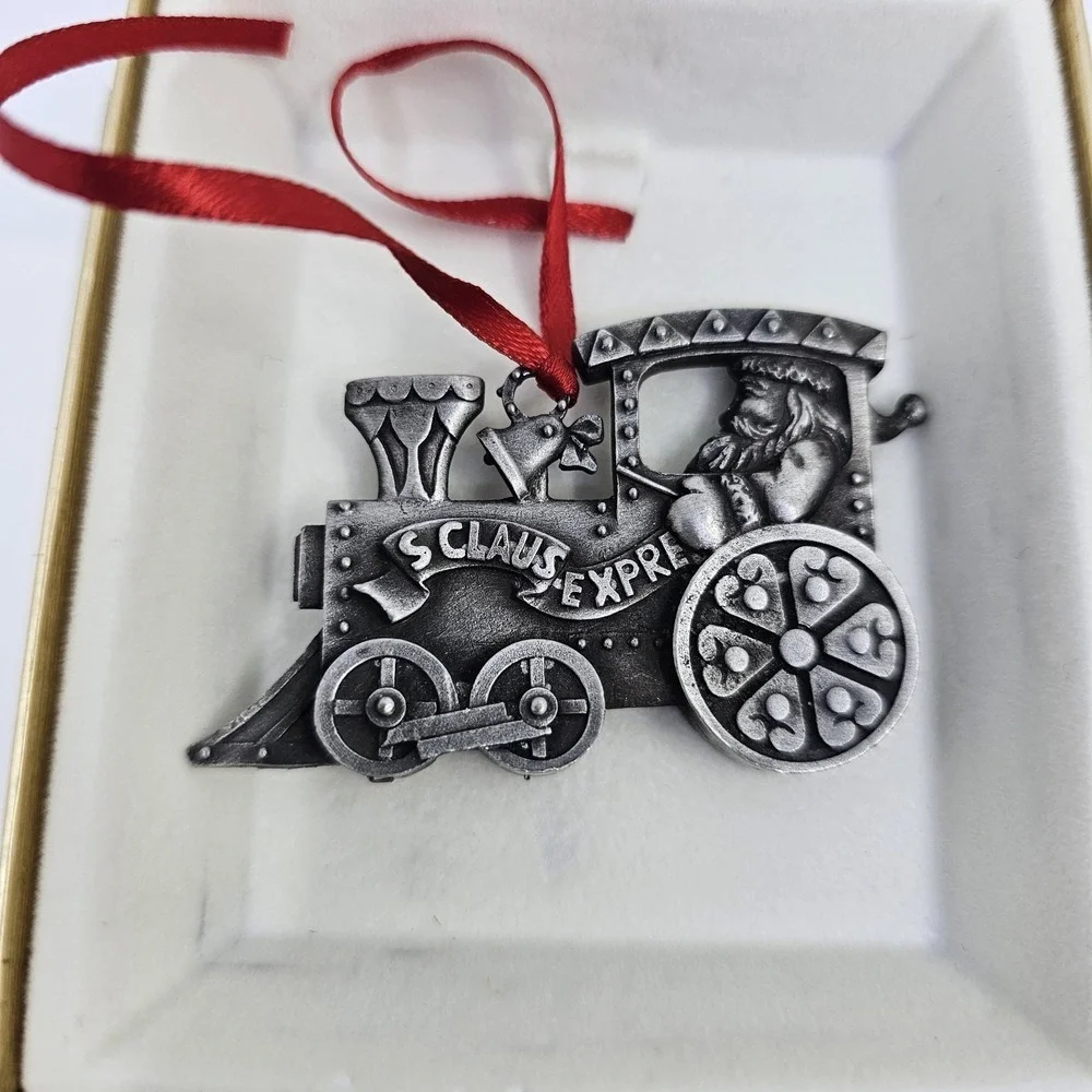 VTG CHRISTMAS WALLACE SILVERSMITH‎ PEWTER SANTA CLAUS EXPRESS TRAIN ORNAMENT